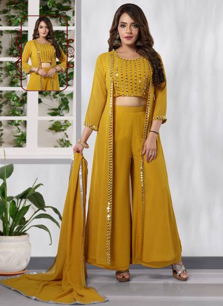 Yellow Colour N F PLAZO 08 New Latest Designer Festive Wear Georgette Readymade Salwar Suit Collection 727